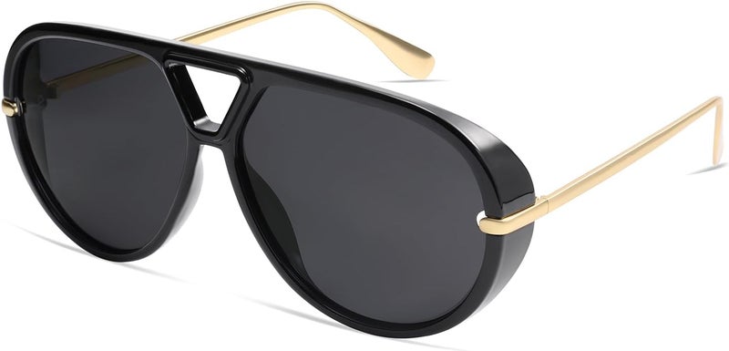 VANLINKER Oversized Trendy Polarized Aviator Sunglasses for Women Men Retro Round Sunglasses Vintage Shield Shades VL9798 - Image 3